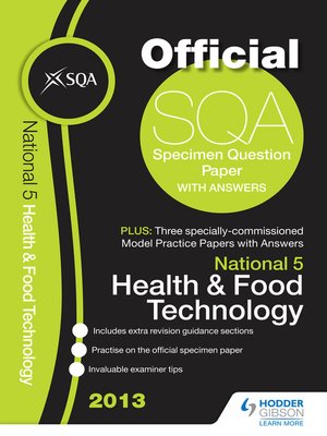 cover image of SQA Specimen Paper 2013 National 5 Health and Food Technology and Model Papers